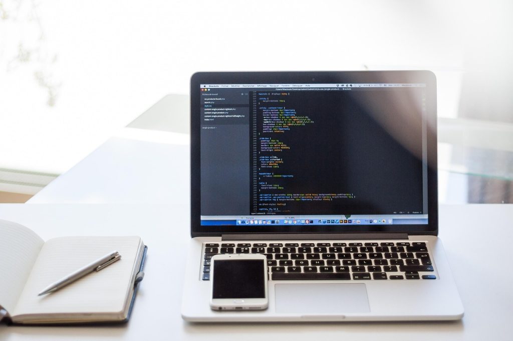 laptop, notebook, cellphone, computer, desk, workspace, workplace, wireless technology, codes, coding, data, display, electronics, html, int